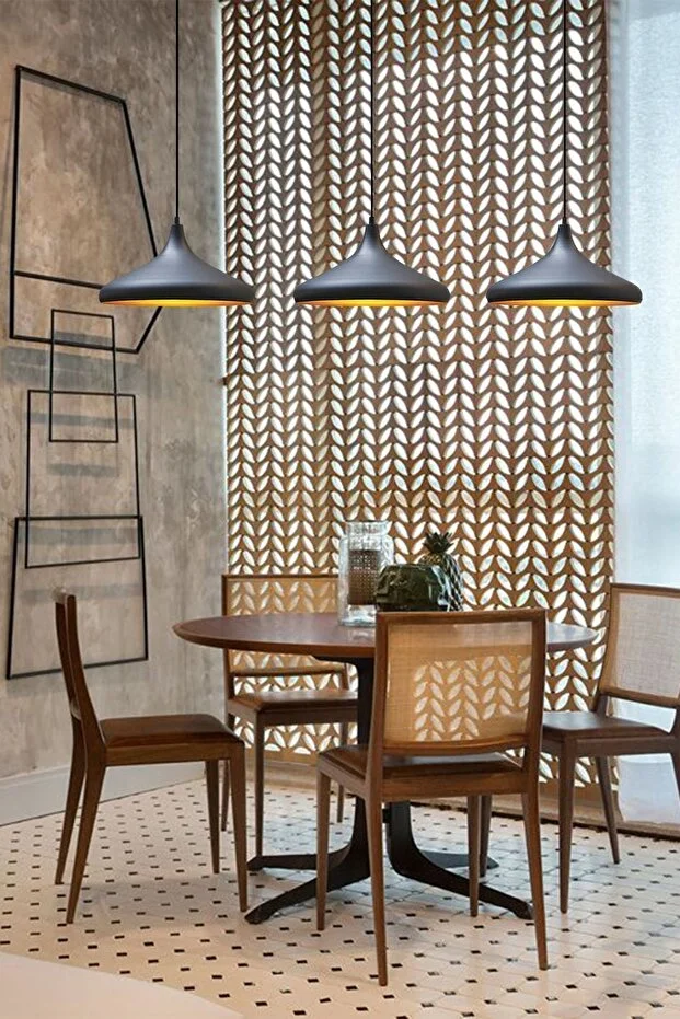 Üçlü Champion Siyah Sarkıt Lamba Yemek Masası Oturma Odası Mutfak Salon Otel Showroom Hol